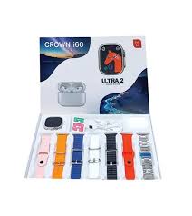 Crown i60 7in1 Ultra with Wireless Ear Buds Model Smart Watch with Wireless Charger