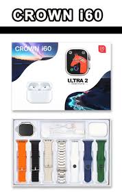 Crown i60 7in1 Ultra with Wireless Ear Buds Model Smart Watch with Wireless Charger